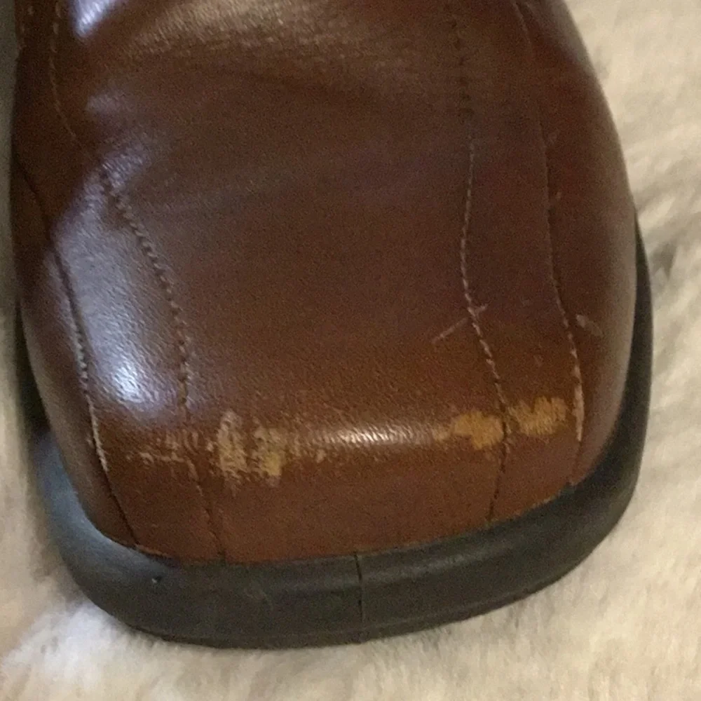ECCO Camel Brown Leather Shock Point Loafers Comfort Walking‎ Shoes 38